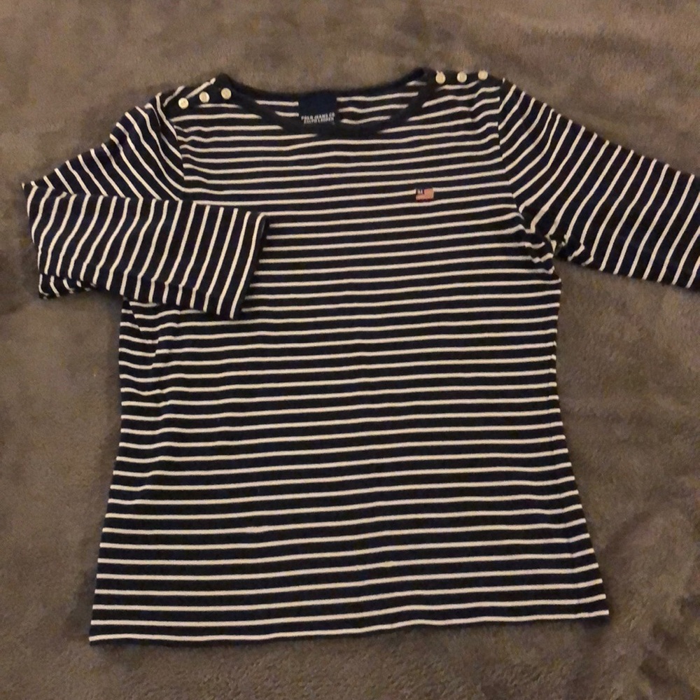POLO by Ralph Lauren navy & white striped shirt - Picture 2 of 5